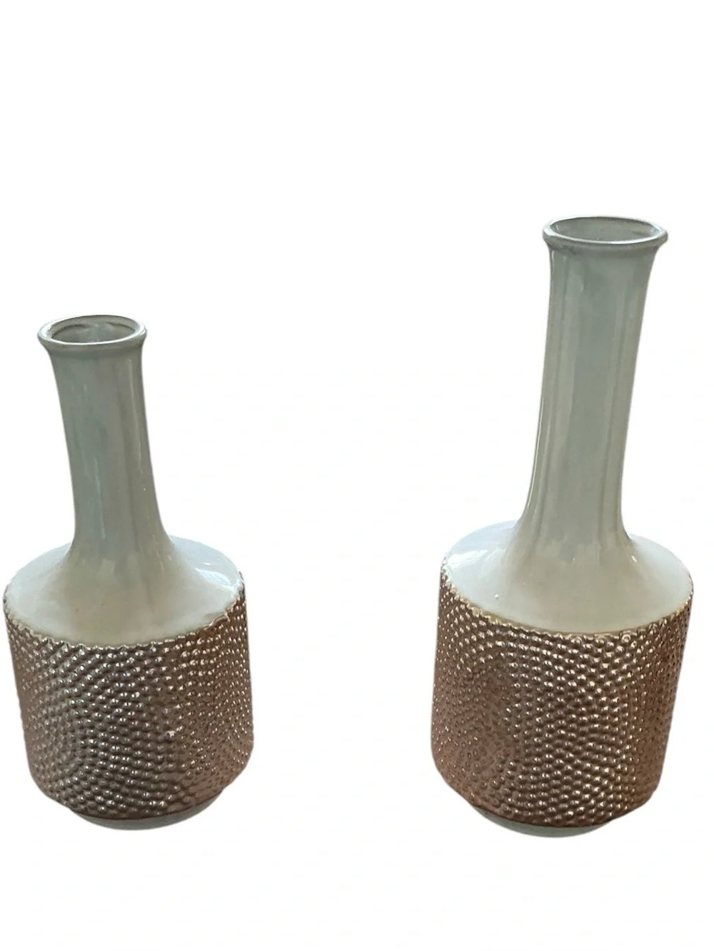 Ceramic  Textured Bottle Vases - Set of 2